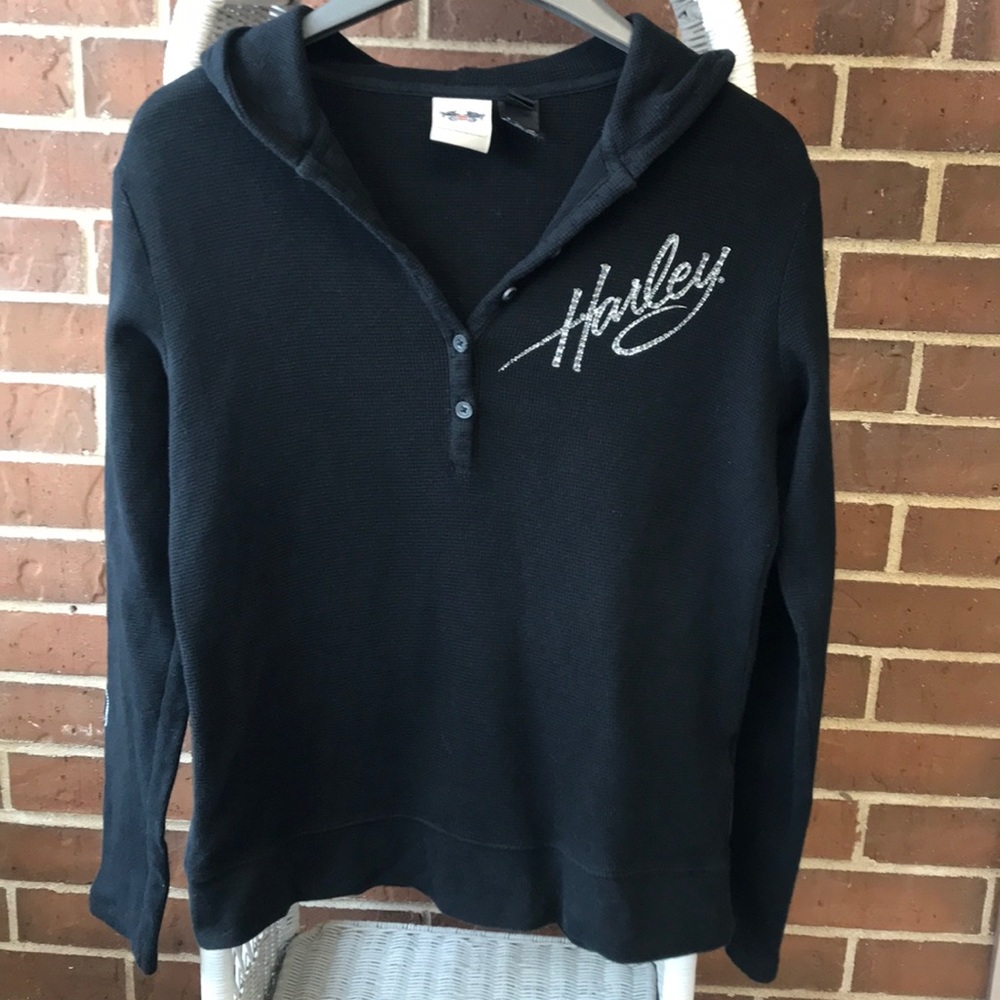 🏍 HARLEY-DAVIDSON LONG SLEEVE WAFFLE-KNIT HOODIE